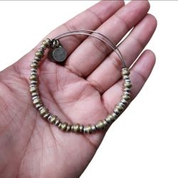 Alex and Ani (+) Energy Gold Silver Toned Beaded Charm Bracelet