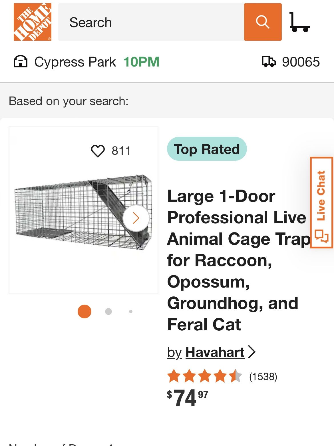 Large 1-Door Professional Live Animal Cage Trap for Raccoon, Opossum, Groundhog, and Feral Cat