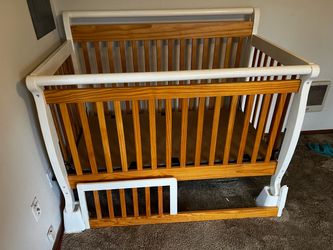 Million Dollar Baby - Sleigh Style Oak Crib/Toddler Bed - FREE!