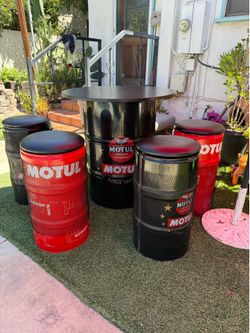 Vintage Motul oil barrel bar set