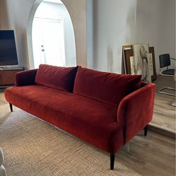 Modern Burgundy Red Velvet Sofa
