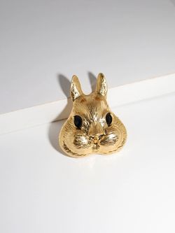 Gold Bunny Face Brooch Pin