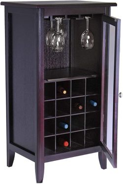 16 bottle Wine Bottle and Glass Holder Closed Cabinet Thumbnail