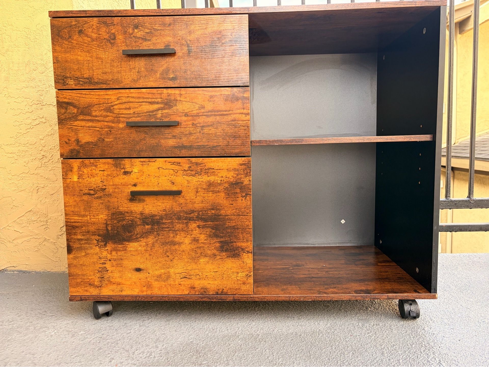 Rustic 3‑Drawer Mobile File Cabinet / Printer Stand