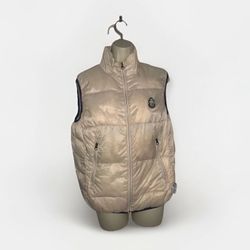 Youth Small Medium Duck Down Puffer Vest Beige Hamptons