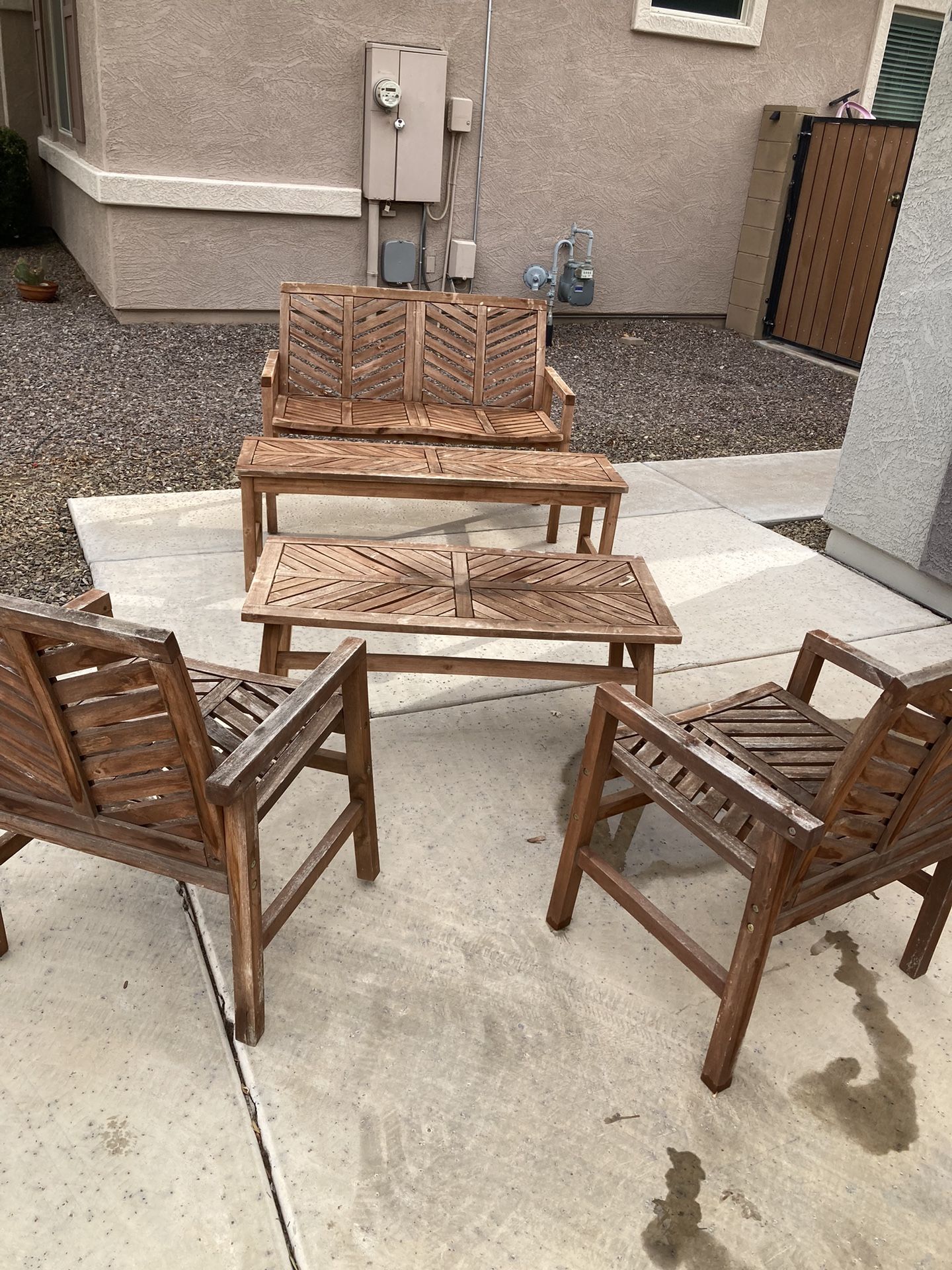 Five Piece Wood Outdoor Patio Furniture