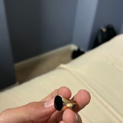 18KT PLATED GOLD RING WITH OBSIDIAN