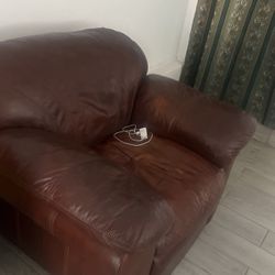 Leather Chair With Attoman Leather In Good Condition I Offer Delivery For And Extra Additional Fee