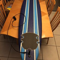 Wave Storm Classic Soft Top Foam 8' Surfboard for Beginners and All Surfing Levels (Excellent Condition) Complete Set Includes Leash and Multiple Fins