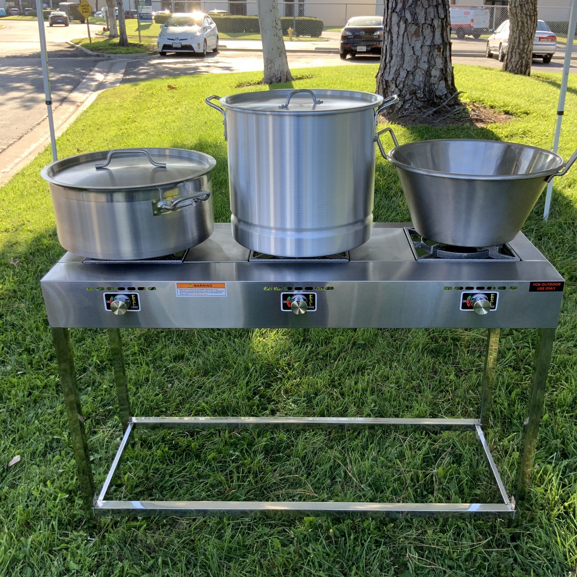 Stove Stainless Steel W/ 3 Burners Outdoor Propane Gas Stoves Catering Supplies Cooking Equipment Pots Not Included New On Sale Estufa De Gas Propano