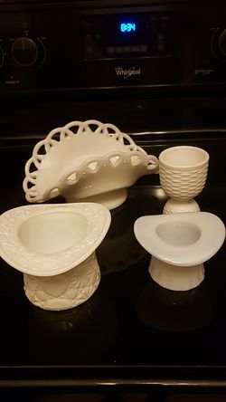 Four Pieces of Vintage Milk Glass