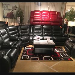 Vacherie Faux Leather Black/ Brown/ Red Sectional /sofa/couch💥 Brand New✅