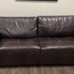 Brown Leather Hideabed