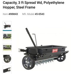 AGRI-FAB Tow-Behind Spreader: 100 lb Capacity, 3 ft Spread Wd, Polyethylene Hopper, Steel Frame