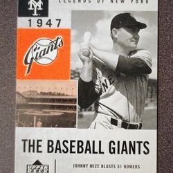 2001 Upper Deck Johnny Mize 1947 Legends Of New York Giants #48 Baseball Card Vintage Collectible MLB Sports