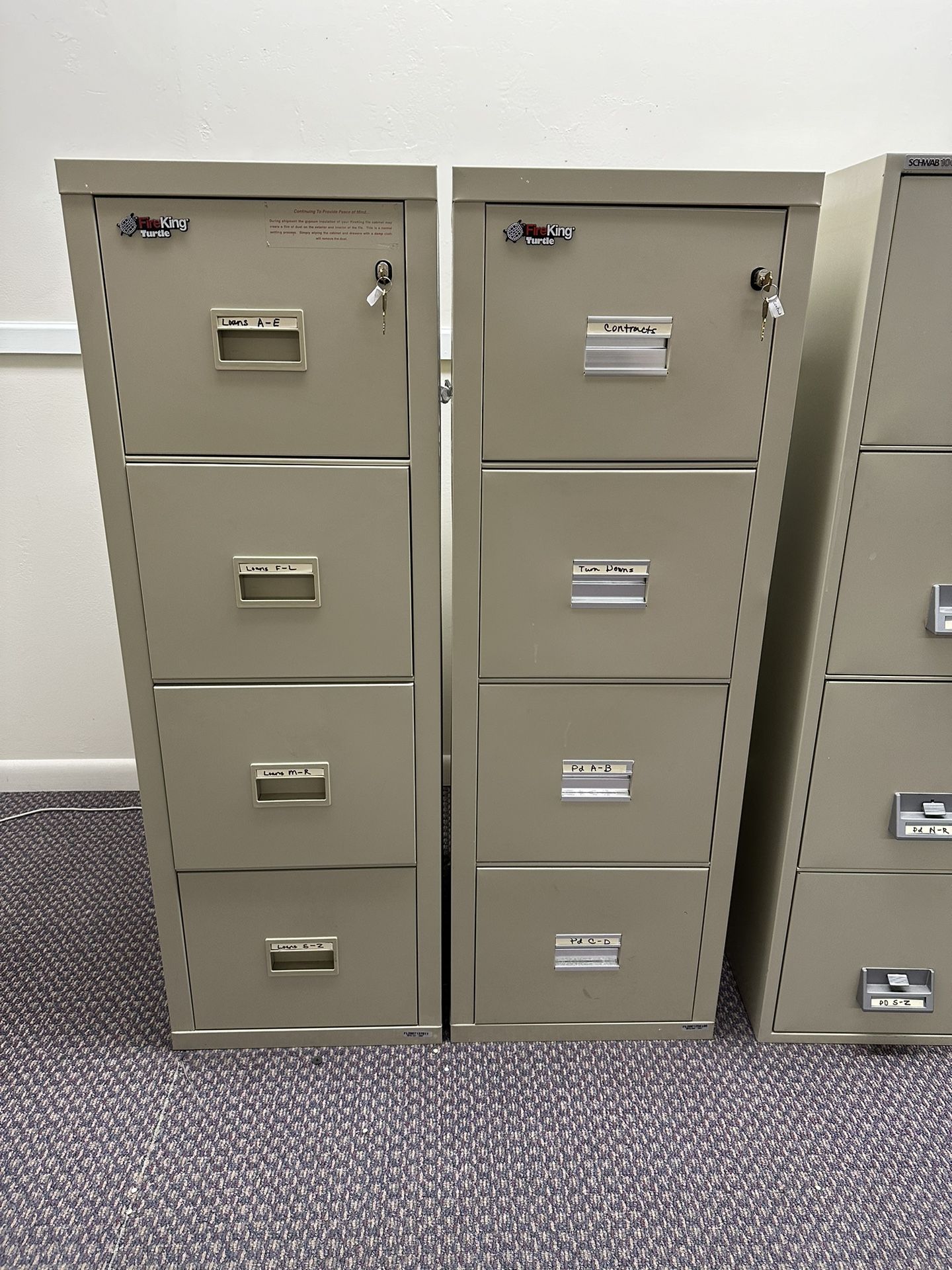 Fire Safe Filing Cabinets (SELLING TOGETHER OR SEPERATELY)