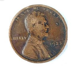 1923; Wheat Penny No stamp 