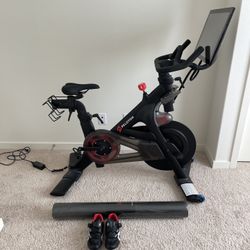 2024 Peloton Bike BARELY USED With Shoes, Mat, Weights