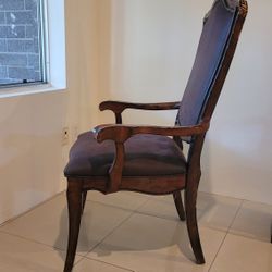 Wooden Armchair With Upholstered Seat & Back