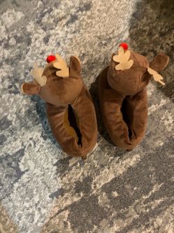 Rudolph Reindeer Novelty Plush Slippers