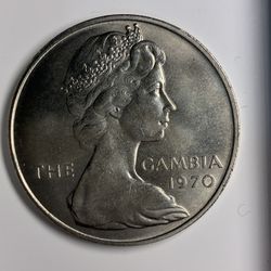 Gambia 8 Shillings Silver Coin 1970 Hippopotamus