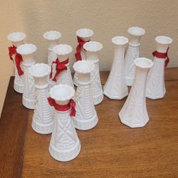 13 Milkglass Vases, Vintage