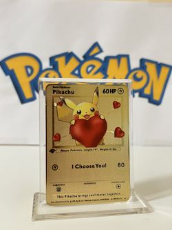 Pokemon Gold Metal Card Pikachu i Choose You 