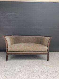 Vintage Art Deco Style Wood Frame Loveseat Settee