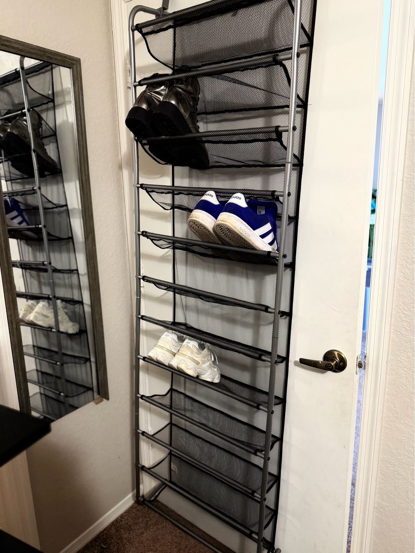 Space-Saving Over-the-Door Shoe Organizer Rack