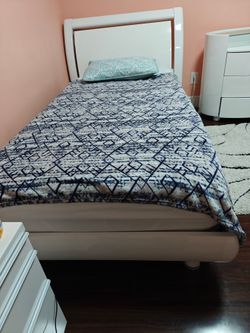 White Twin Bed  with Headboard