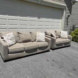 Ashley Furniture Couch & Loveseat Set – Like New! Quartz Color