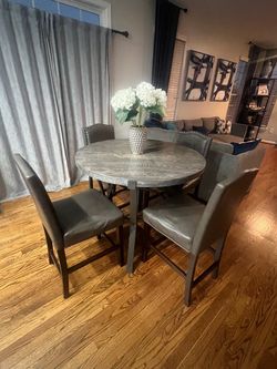 Gray wood dining table