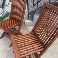 (2) Teak Solid Wood Foldable Chairs . EACH RETAILS FROM $175- $265