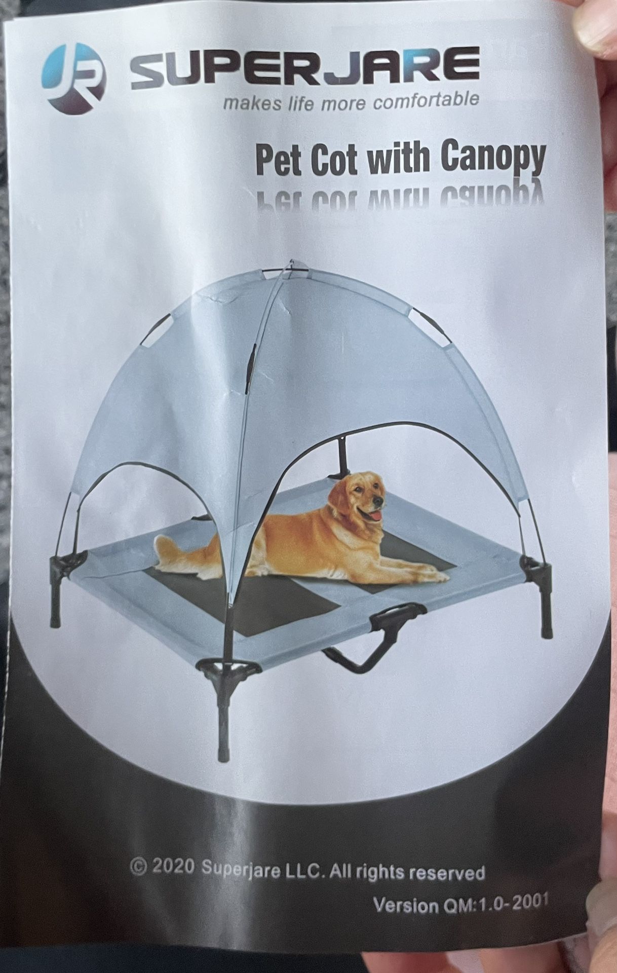 SuperJare Pet Cot With Canopy XL