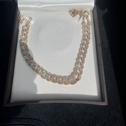 Diamond  Necklace In Box  Size Is 14”