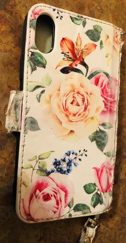 iPhone X Floral Phone Case Wallet with Strap