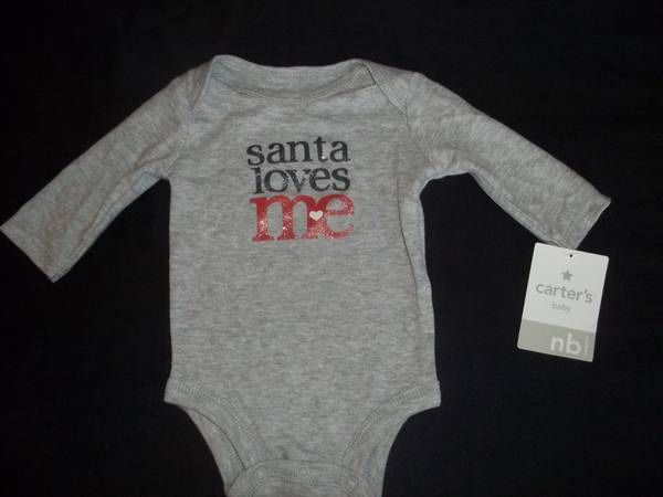 NWT Carters Baby Boys Girls Newborn Christmas Bodysuit Santa Loves Me