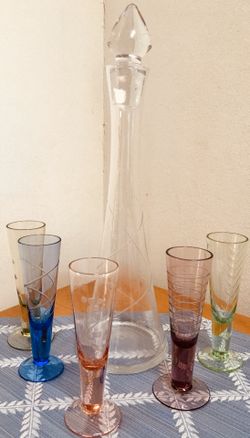 Decanter and 5 Cordial Glass Set 🍹