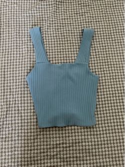 American Eagle Light Blue Ribbed Crop Tank Top - Size S