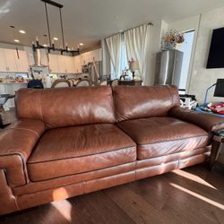 Macy's Myars Leather Sofa Collection Dark Brown 