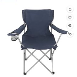 Ozark Trail Quad Folding Camp Chair with Cup Holder, Dark Blue