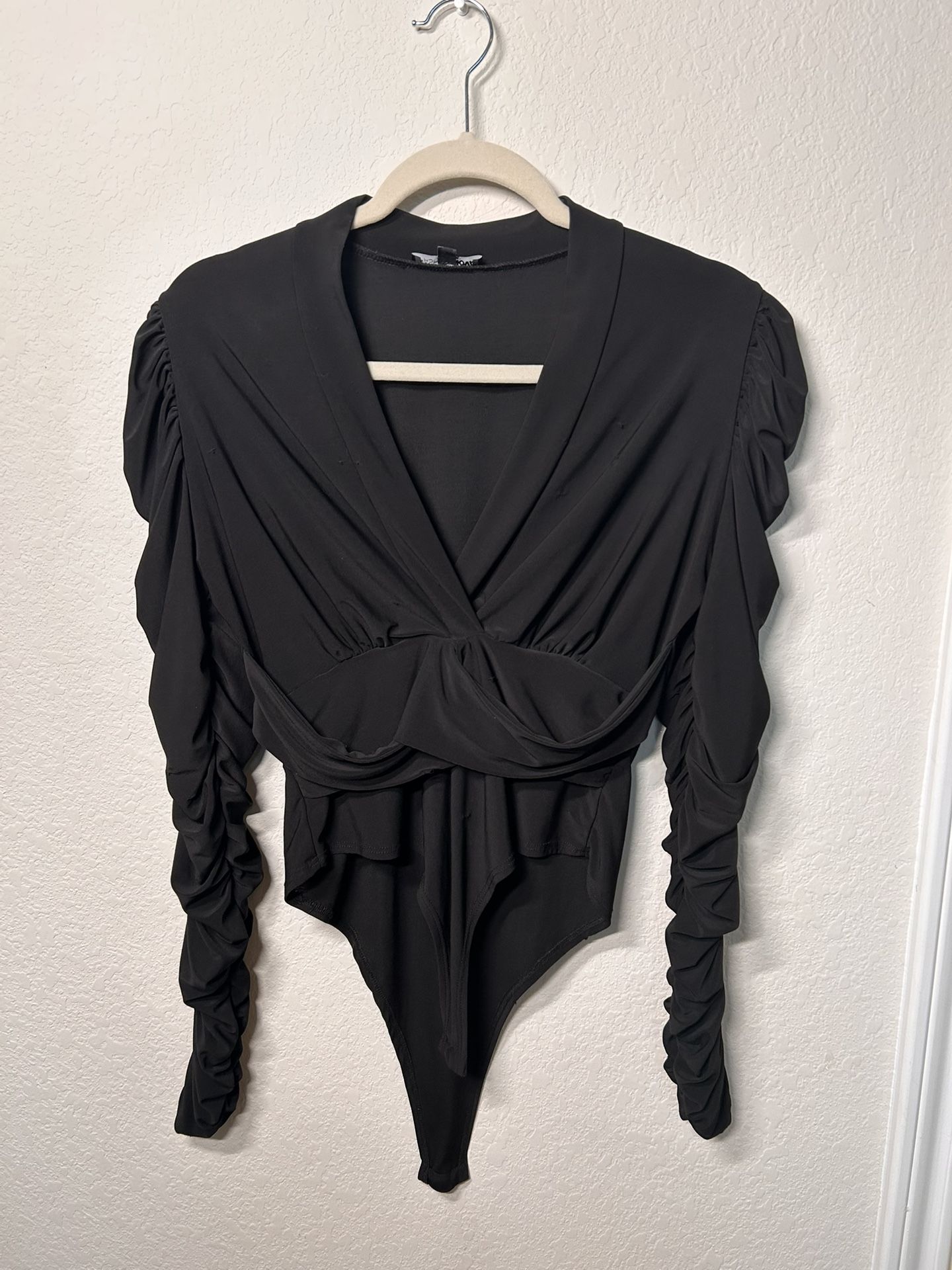 Black Ruched Bodysuit 