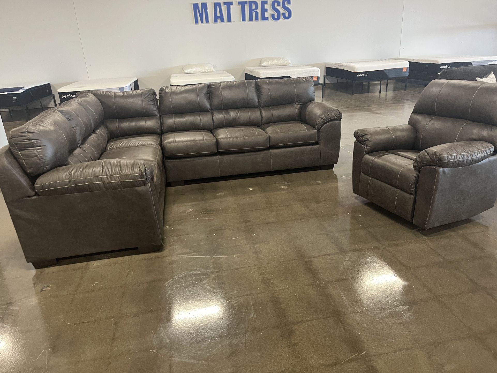Brown Sectional And Recliner