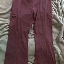 Pink, cargo flare leggings