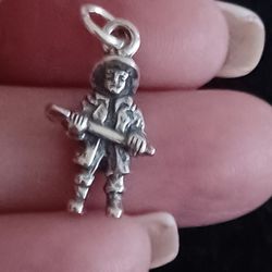 Vtg.sterling Silver Firefighter & Shovel Charm