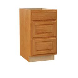Hampton 18 in. W x 24 in. D x 34.5 in. H Assembled 3-Drawer Base Kitchen Cabinet in Medium Oak