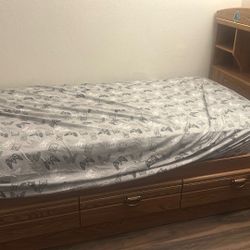 Twin Bed With drawers And Storage Headboard (wood)