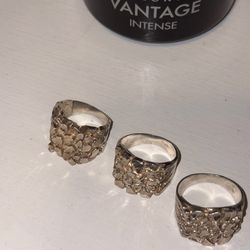 Real silver nugget rings