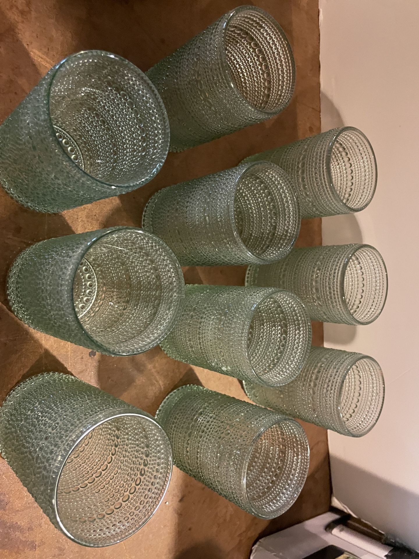 Set of 10 Textured Glass Tumblers – Retro Style $25 OBO
