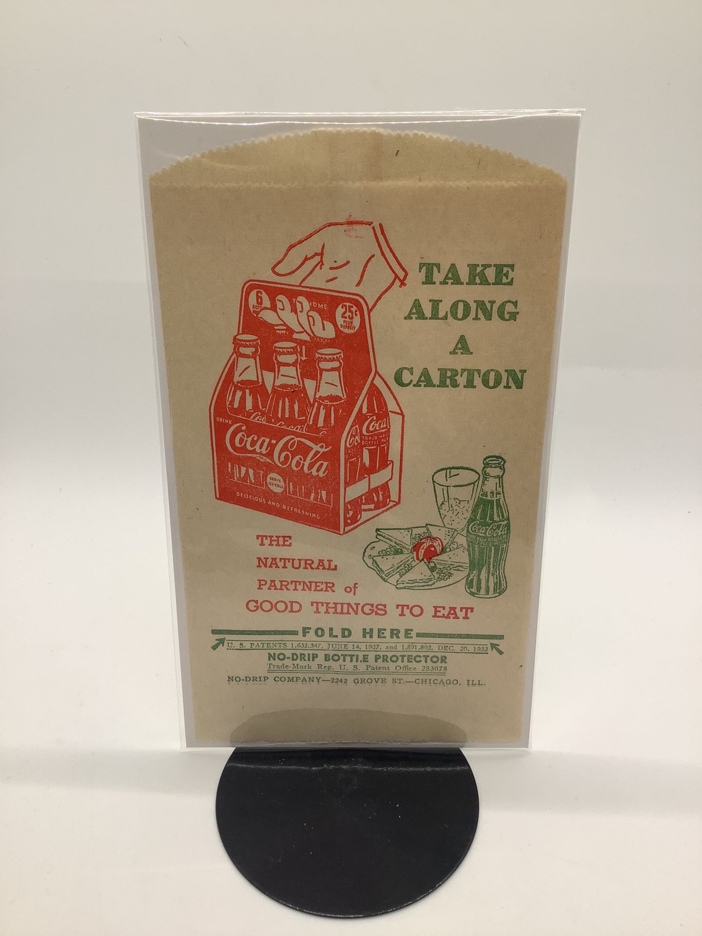 Antique Coca-Cola No Drip bottle Protector